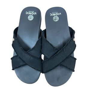 Vionic Women's BEACH Boardwalk Panama Canvas Sandals sz 9